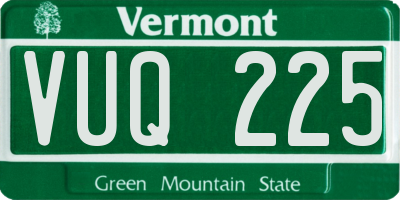 VT license plate VUQ225