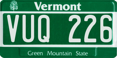 VT license plate VUQ226