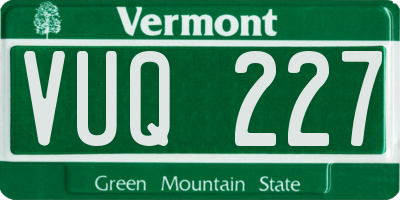 VT license plate VUQ227