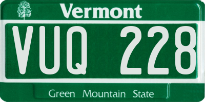 VT license plate VUQ228