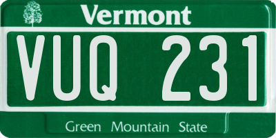 VT license plate VUQ231