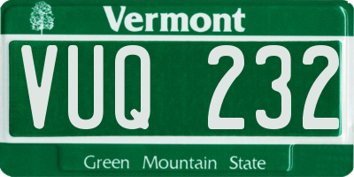 VT license plate VUQ232