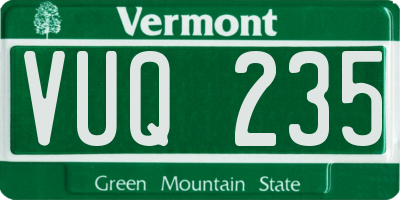 VT license plate VUQ235