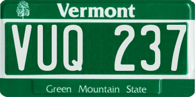 VT license plate VUQ237