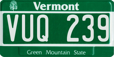 VT license plate VUQ239