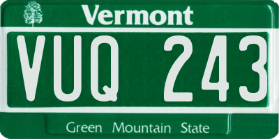 VT license plate VUQ243