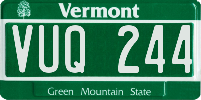 VT license plate VUQ244