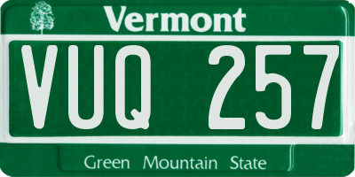 VT license plate VUQ257