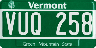 VT license plate VUQ258