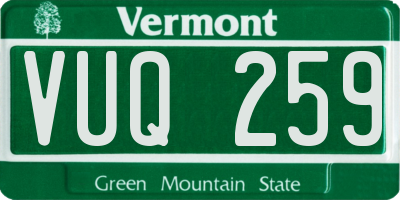 VT license plate VUQ259