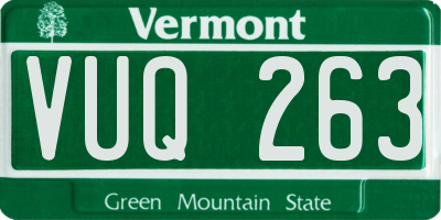 VT license plate VUQ263