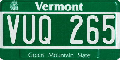VT license plate VUQ265