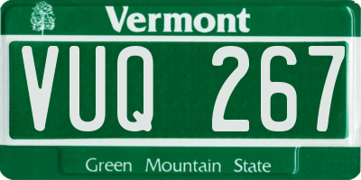 VT license plate VUQ267