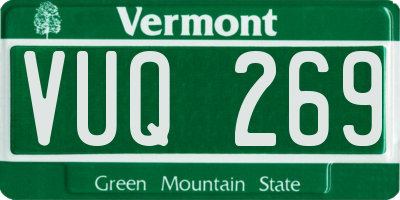 VT license plate VUQ269