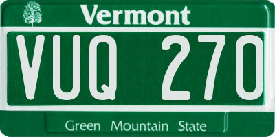 VT license plate VUQ270