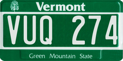 VT license plate VUQ274