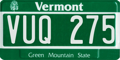 VT license plate VUQ275