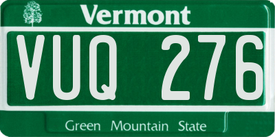 VT license plate VUQ276