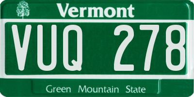 VT license plate VUQ278
