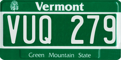 VT license plate VUQ279