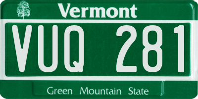 VT license plate VUQ281
