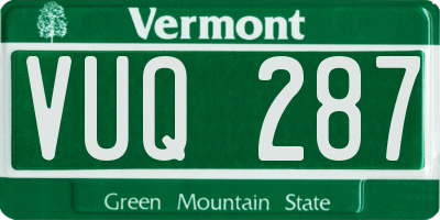VT license plate VUQ287