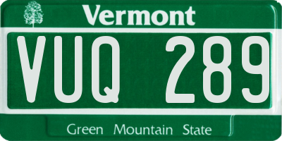 VT license plate VUQ289