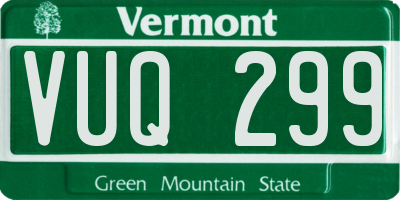 VT license plate VUQ299