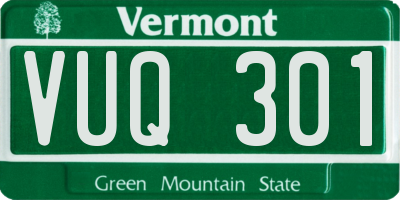 VT license plate VUQ301