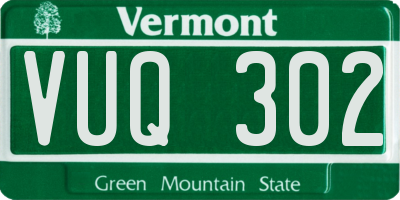 VT license plate VUQ302