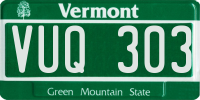 VT license plate VUQ303