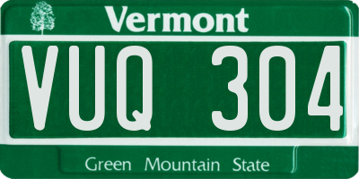 VT license plate VUQ304