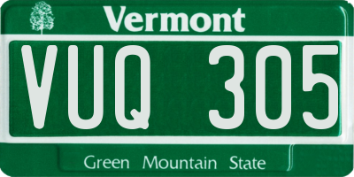 VT license plate VUQ305