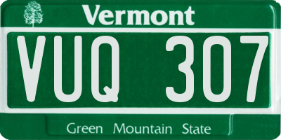VT license plate VUQ307