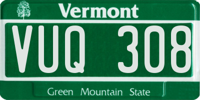 VT license plate VUQ308