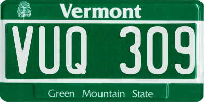 VT license plate VUQ309
