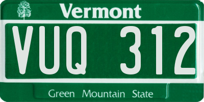 VT license plate VUQ312