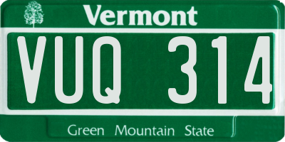 VT license plate VUQ314