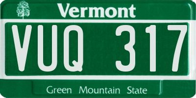 VT license plate VUQ317