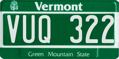 VT license plate VUQ322