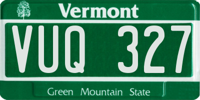VT license plate VUQ327