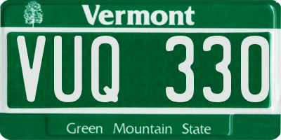 VT license plate VUQ330