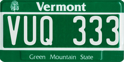 VT license plate VUQ333