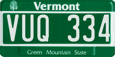 VT license plate VUQ334