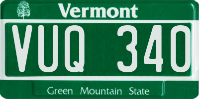 VT license plate VUQ340