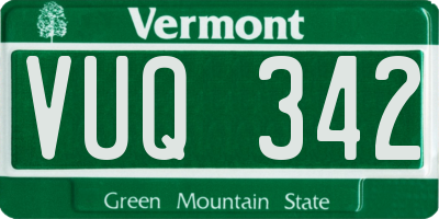 VT license plate VUQ342