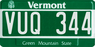 VT license plate VUQ344