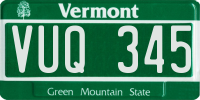 VT license plate VUQ345
