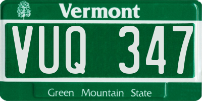 VT license plate VUQ347