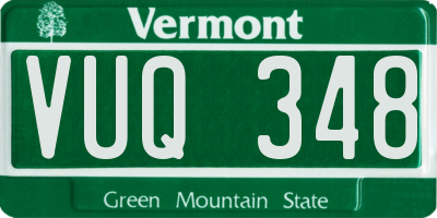 VT license plate VUQ348